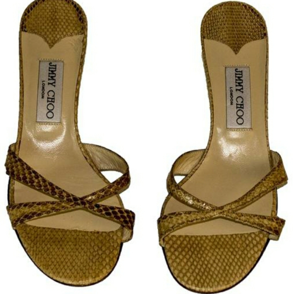 Jimmy Choo tan snakeskin heels